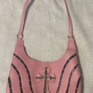 Ed Hardy Pink and Black Cross Shoulder Bag